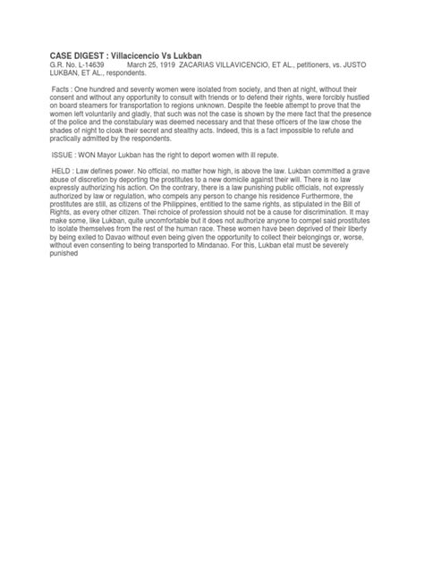 CASE DIGEST TOBI: CASE DIGEST : Villacicencio Vs Lukban.